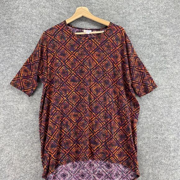 5/$45 LulaRoe T-Shirt Women S Small Orange Geometric Short Sleeve Round Neck - Picture 3 of 9